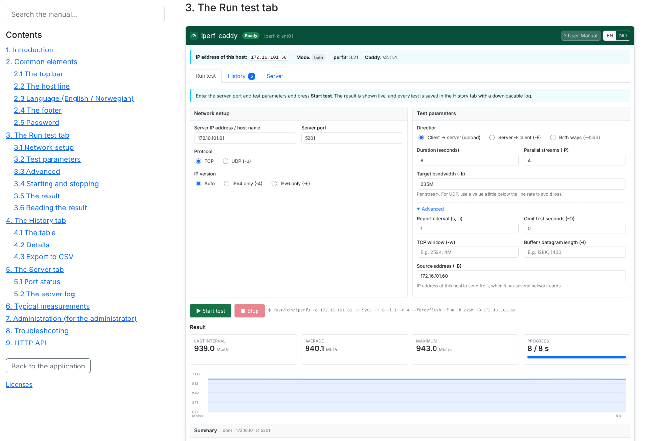 Screenshot. The user manual in the UI