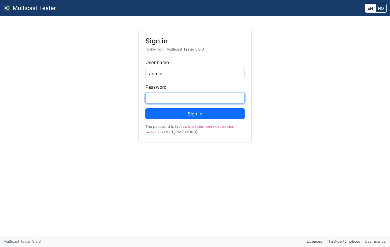 Screenshot. The sign-in page with user name and password