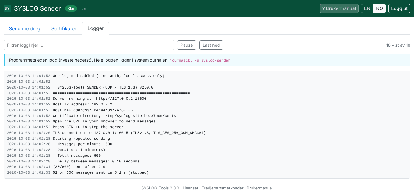 Skjermbilde. Sender: programloggen